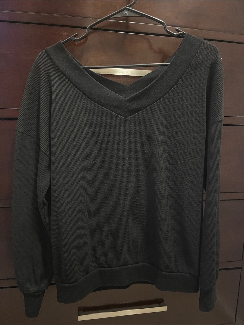 Relaxed Black V-Neck Women's Sweater